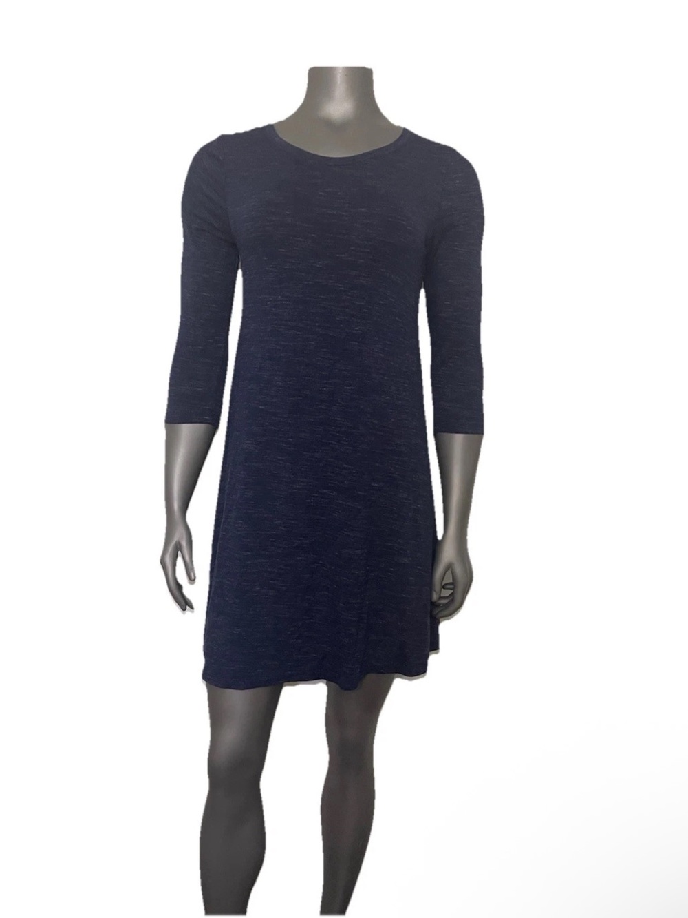 Lila Rose Dress Women’s M Navy Blue Heathered Stretch 3/4 Sleeve Short Casual